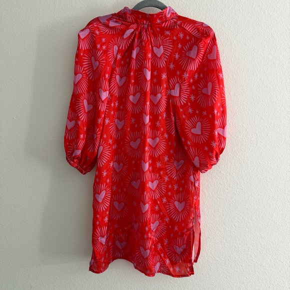 Bululu Resort Wear 3/4 Sleeve Novelty Heart Patterned Tunic Dress Cover Up NWT - Picture 2 of 4
